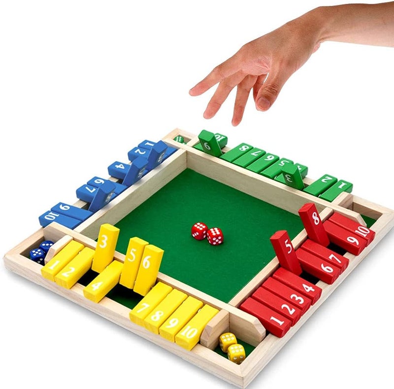 Nicecho Shut The Box Dice Game,2-4 Player Family Wooden Board Table Math Games for Adults and Kids, 8 Dices Classics Games for Classroom,Home,Party or Pub - Image 1